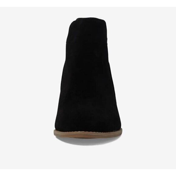 TOMS Kallie Womens 8 Black Suede Booties Stack Wedge Heel Casual Ankle Boots New - Picture 2 of 6